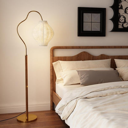 Traditional Vintage Metal & Fabric Patterned Shade 1-Light Standing Floor Lamp For Living Room & Bedroom