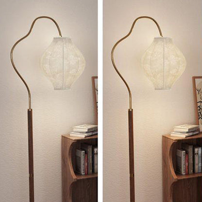 Traditional Vintage Metal & Fabric Patterned Shade 1-Light Standing Floor Lamp For Living Room & Bedroom