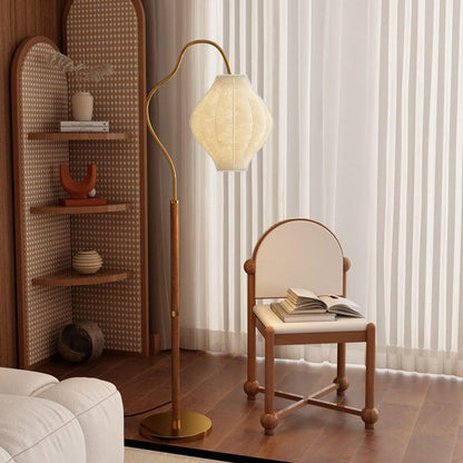 Traditional Vintage Metal & Fabric Patterned Shade 1-Light Standing Floor Lamp For Living Room & Bedroom