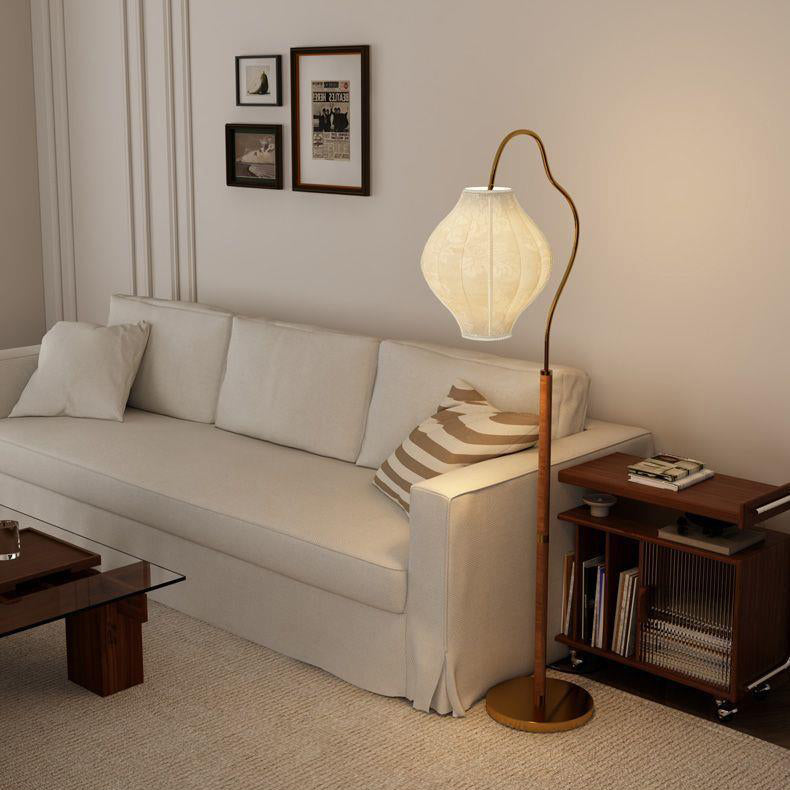 Traditional Vintage Metal & Fabric Patterned Shade 1-Light Standing Floor Lamp For Living Room & Bedroom