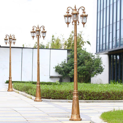 Traditional European Aluminum Water Glass Post Lamp 3-Light Outdoor Light For Garden