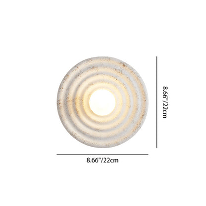 Traditional Japanese Resin & Glass Concentric Circle Design 1-Light Wall Sconce Lamp For Living Room & Bedroom