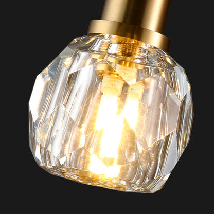 Modern Luxury Iron & Crystal Cylindrical 1-Light Wall Sconce Lamp For Bedroom & Living Room