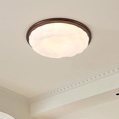 Modern Mid-Century Iron And Acrylic Round Cloud LED Flush Mount Ceiling Light For Bedroom And Living Room
