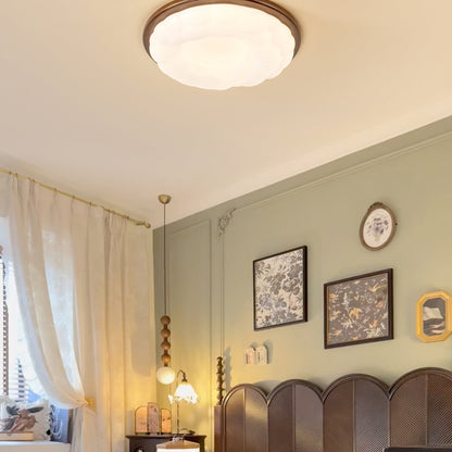 Modern Mid-Century Iron And Acrylic Round Cloud LED Flush Mount Ceiling Light For Bedroom And Living Room