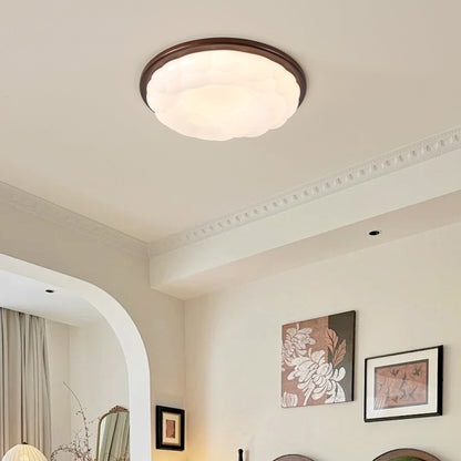 Modern Mid-Century Iron And Acrylic Round Cloud LED Flush Mount Ceiling Light For Bedroom And Living Room