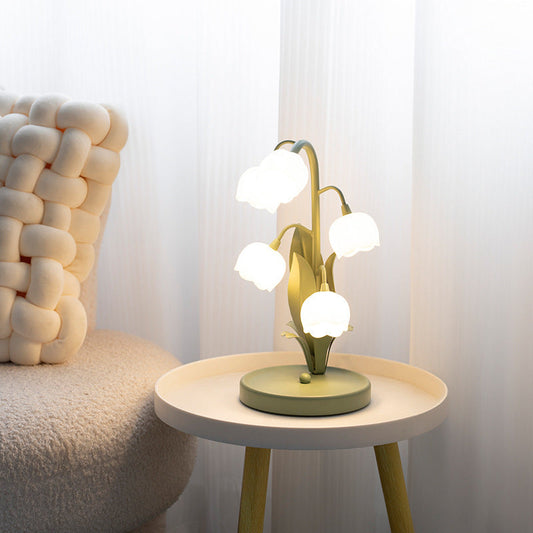 Modern Art Deco Iron And PC Floral Bedside Table Lamp With 5-Light For Living Room And Bedroom