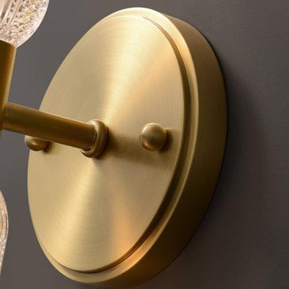 Modern Luxury Copper And Glass Cylinder Diamond Texture 2-Light Wall Sconce Lamp For Living Room And Bedroom
