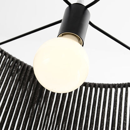 Traditional Chinese Iron Hemp Rope Round 1-Light Pendant Light For Living Room
