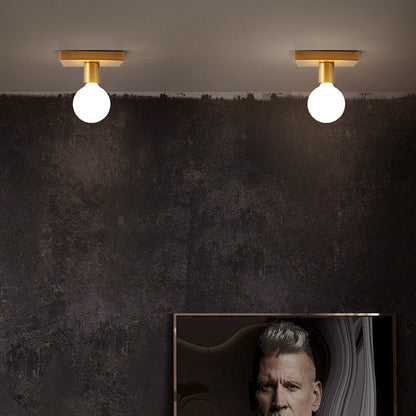 Modern Minimalist Iron Square And Round 1-Light Flush Mount Ceiling Light For Living Room