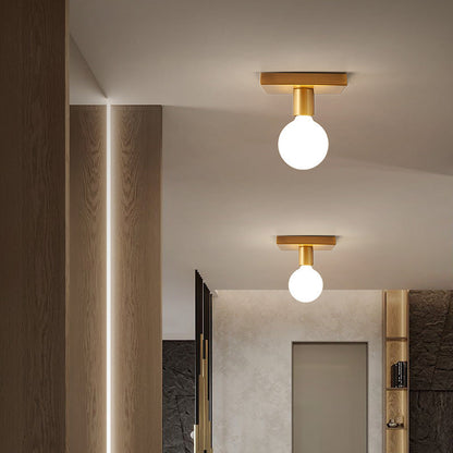 Modern Minimalist Iron Square And Round 1-Light Flush Mount Ceiling Light For Living Room