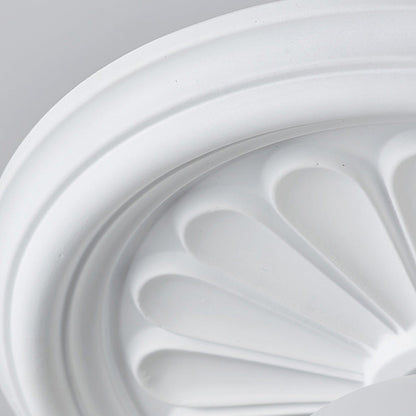 Traditional French Resin Plastic Round Carved Leaf Globe 1-Light Flush Mount Ceiling Light For Hallways