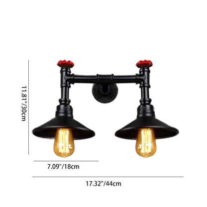Contemporary Industrial Iron Cone-Shaped Water Pipe 1/2-Light Wall Sconce Lamp For Bedroom