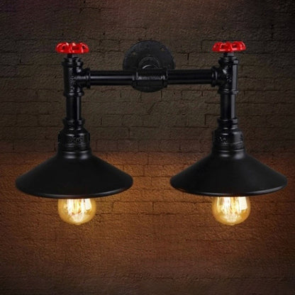Contemporary Industrial Iron Cone-Shaped Water Pipe 1/2-Light Wall Sconce Lamp For Bedroom