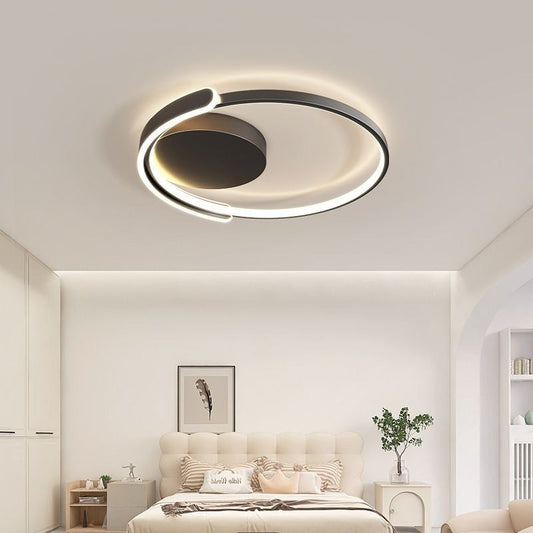 Modern Minimalist Iron & Silicone Square Round LED Flush Mount Ceiling Light For Bedroom