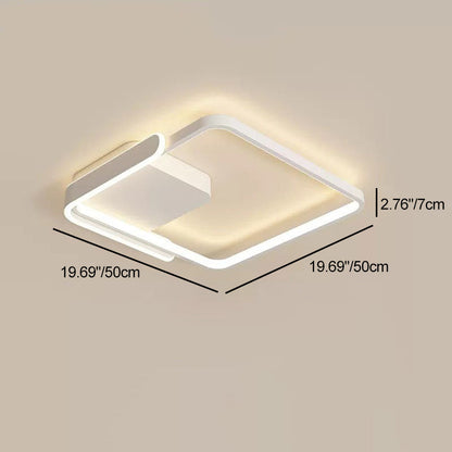 Modern Minimalist Iron & Silicone Square Round LED Flush Mount Ceiling Light For Bedroom
