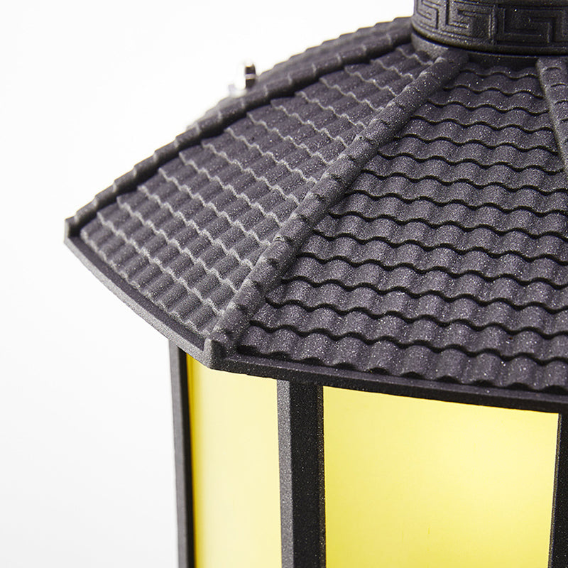 Traditional Chinese Aluminum Glass Round Lantern 1-Light Wall Sconce Lamp For Outdoor Patio
