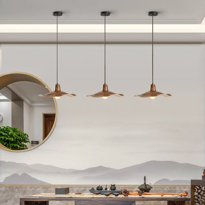 Traditional Chinese Iron & Resin Irregular Round 1-Light Pendant Light For Living Room