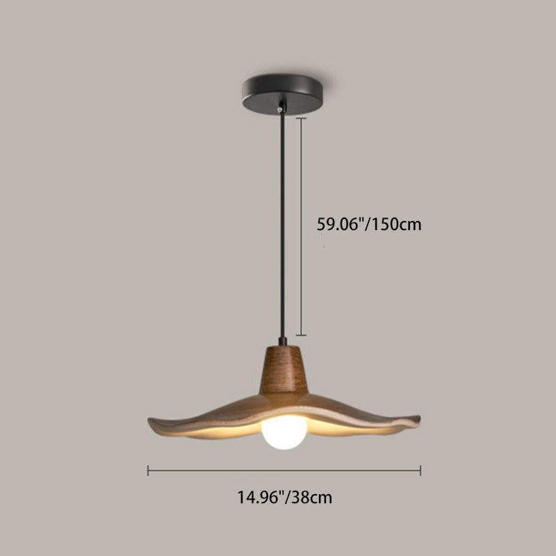 Traditional Chinese Iron & Resin Irregular Round 1-Light Pendant Light For Living Room