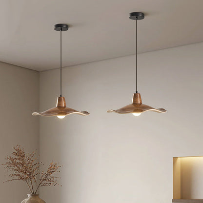 Traditional Chinese Iron & Resin Irregular Round 1-Light Pendant Light For Living Room