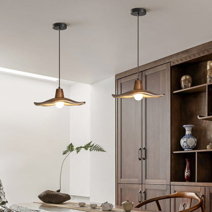 Traditional Chinese Iron & Resin Irregular Round 1-Light Pendant Light For Living Room