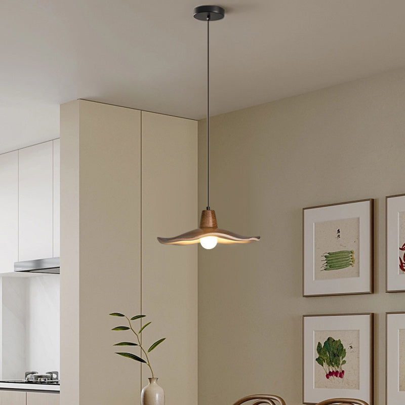 Traditional Chinese Iron & Resin Irregular Round 1-Light Pendant Light For Living Room