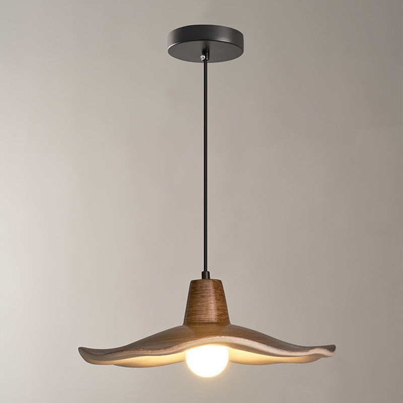 Traditional Chinese Iron & Resin Irregular Round 1-Light Pendant Light For Living Room