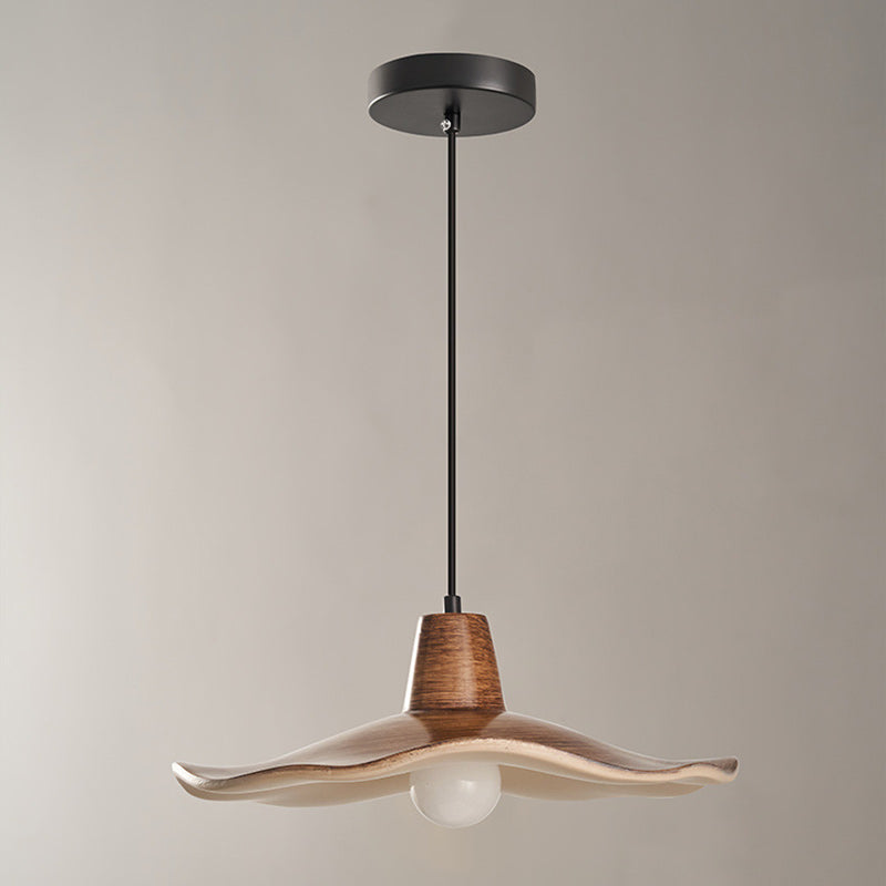 Traditional Chinese Iron & Resin Irregular Round 1-Light Pendant Light For Living Room