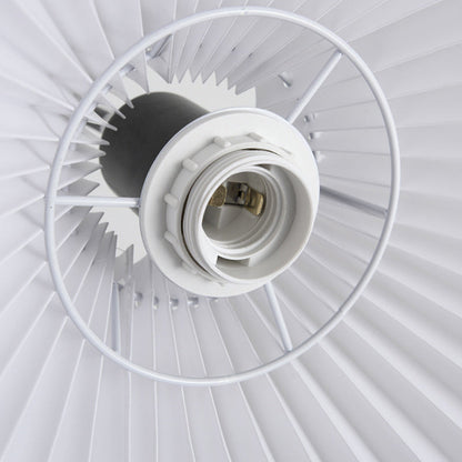 Modern Minimalist Iron & Fabric Pleated Cylinder 1-Light Standing Floor Lamp For Living Room