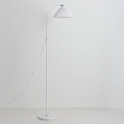 Modern Minimalist Iron & Fabric Pleated Cylinder 1-Light Standing Floor Lamp For Living Room