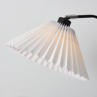 Modern Minimalist Iron & Fabric Pleated Cylinder 1-Light Standing Floor Lamp For Living Room
