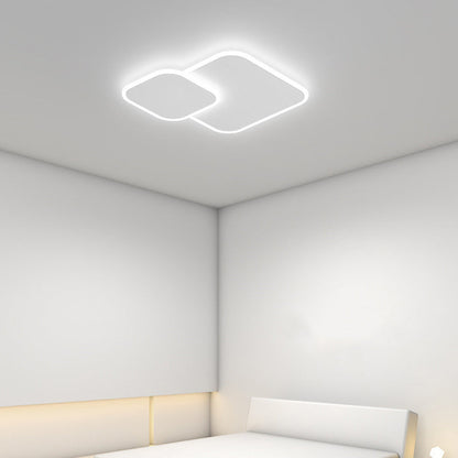 Modern Minimalist Iron & Acrylic Double Square LED Flush Mount Ceiling Light For Living Room