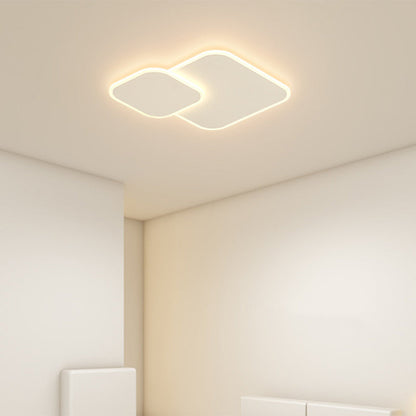 Modern Minimalist Iron & Acrylic Double Square LED Flush Mount Ceiling Light For Living Room