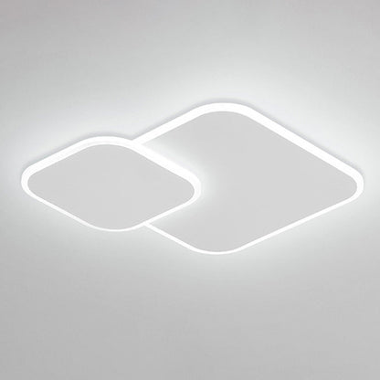 Modern Minimalist Iron & Acrylic Double Square LED Flush Mount Ceiling Light For Living Room