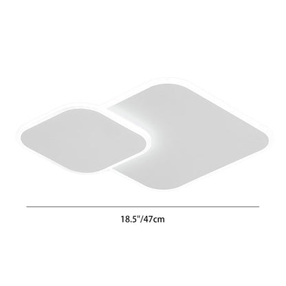 Modern Minimalist Iron & Acrylic Double Square LED Flush Mount Ceiling Light For Living Room