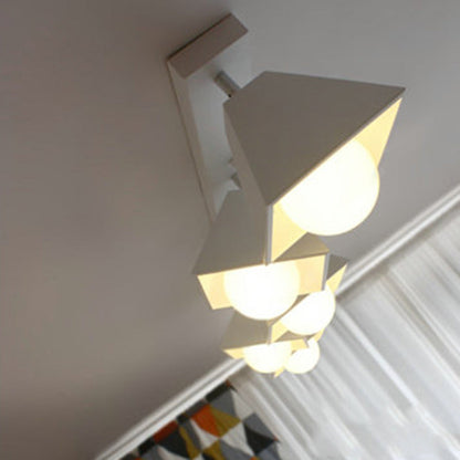 Contemporary Creative Iron Trapezoid 1-Light Semi-Flush Mount Ceiling Light For Living Room
