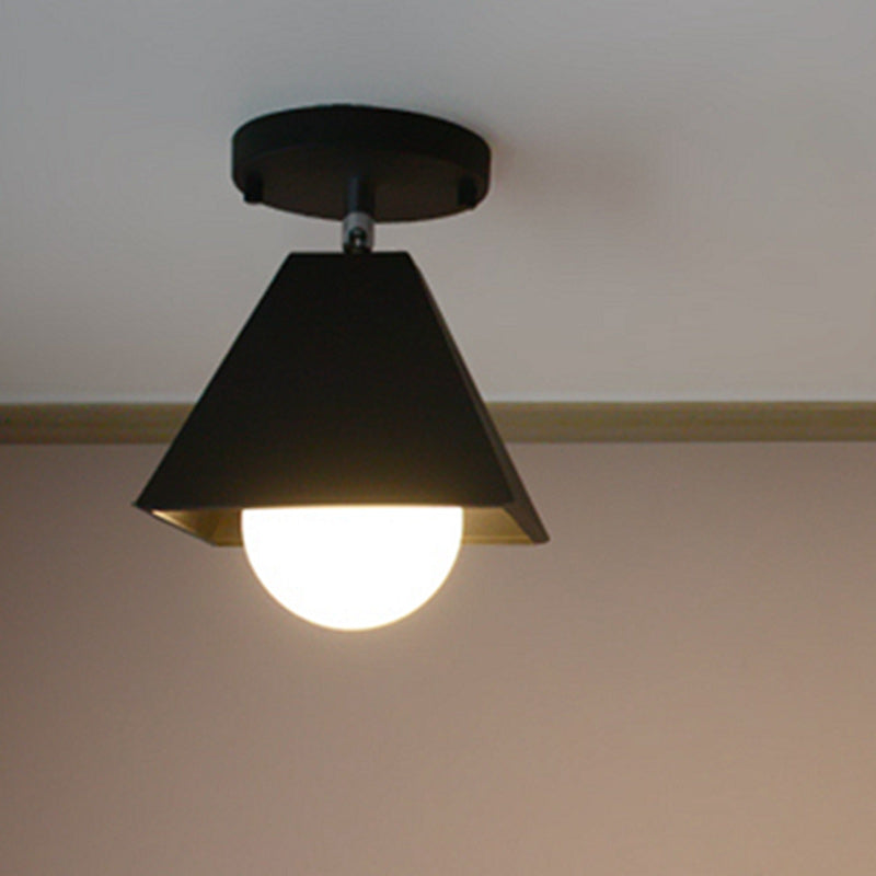 Contemporary Creative Iron Trapezoid 1-Light Semi-Flush Mount Ceiling Light For Living Room