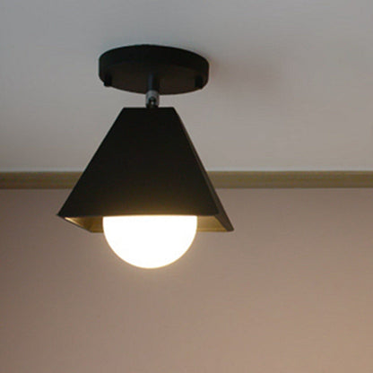 Contemporary Creative Iron Trapezoid 1-Light Semi-Flush Mount Ceiling Light For Living Room
