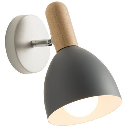 Modern Minimalist Iron & Wood Dome Cup Shape 1-Light Wall Sconce Lamp For Living Room