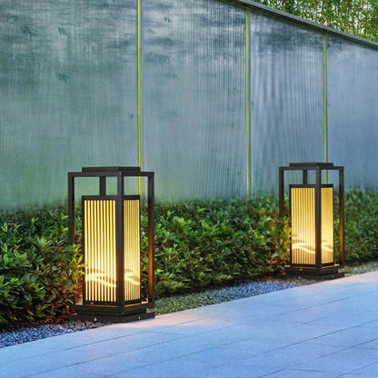 Modern Minimalist Stainless Steel & Resin Rectangular 1-Light Outdoor Light For Garden