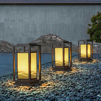 Modern Minimalist Stainless Steel & Resin Rectangular 1-Light Outdoor Light For Garden