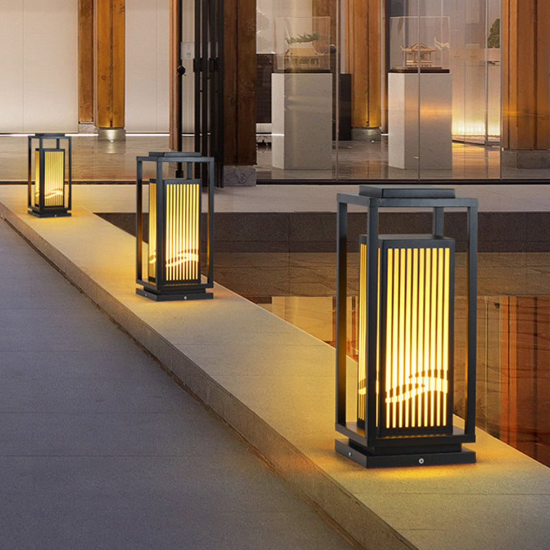 Modern Minimalist Stainless Steel & Resin Rectangular 1-Light Outdoor Light For Garden