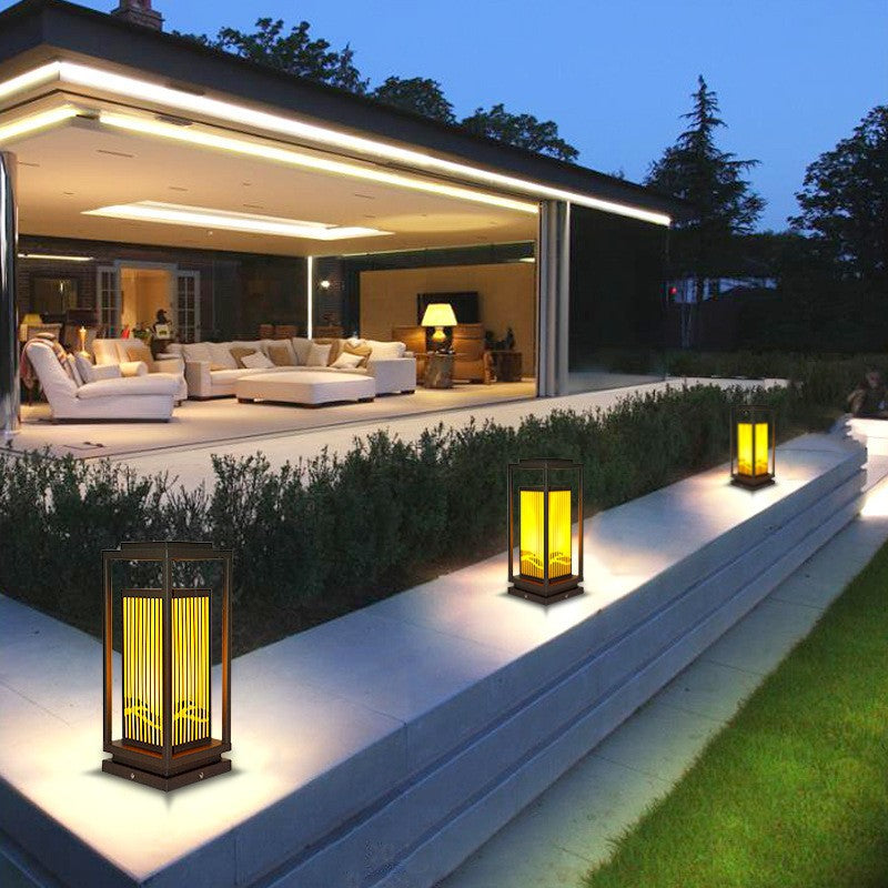 Modern Minimalist Stainless Steel & Resin Rectangular 1-Light Outdoor Light For Garden