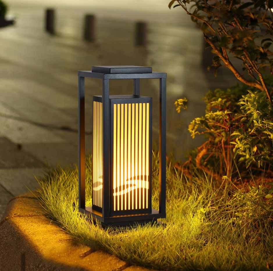Modern Minimalist Stainless Steel & Resin Rectangular 1-Light Outdoor Light For Garden