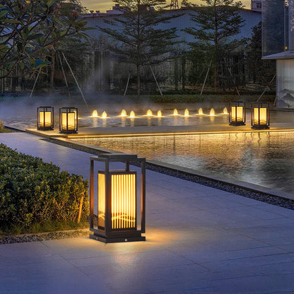 Modern Minimalist Stainless Steel & Resin Rectangular 1-Light Outdoor Light For Garden