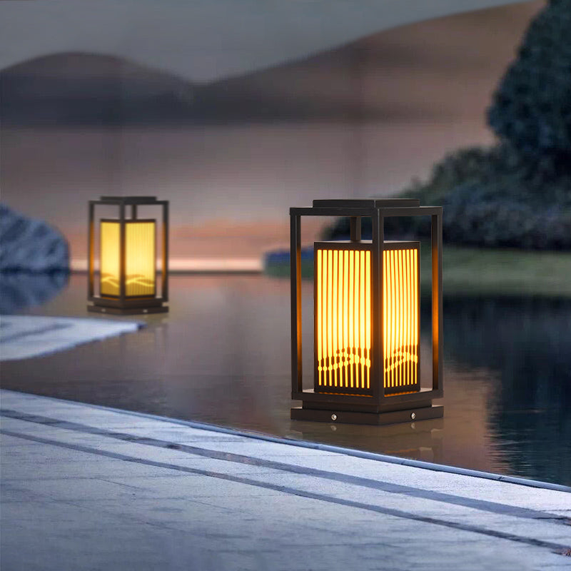 Modern Minimalist Stainless Steel & Resin Rectangular 1-Light Outdoor Light For Garden