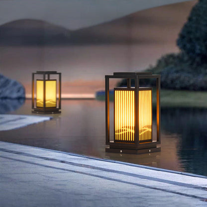 Modern Minimalist Stainless Steel & Resin Rectangular 1-Light Outdoor Light For Garden