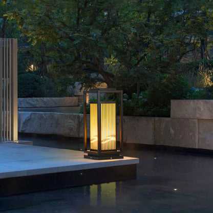 Modern Minimalist Stainless Steel & Resin Rectangular 1-Light Outdoor Light For Garden