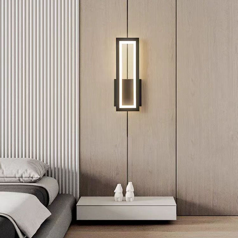 Modern Minimalist Iron Acrylic Rectangular LED Wall Sconce Lamp For Bedroom