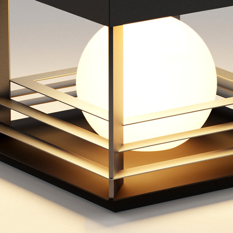 Modern Minimalist Solar Waterproof Stainless Steel PC Rectangular Globe LED Outdoor Post Head Light For Outdoor Patio